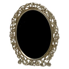 Antique Diminutive Continental Pierced Sterling Oval Frame