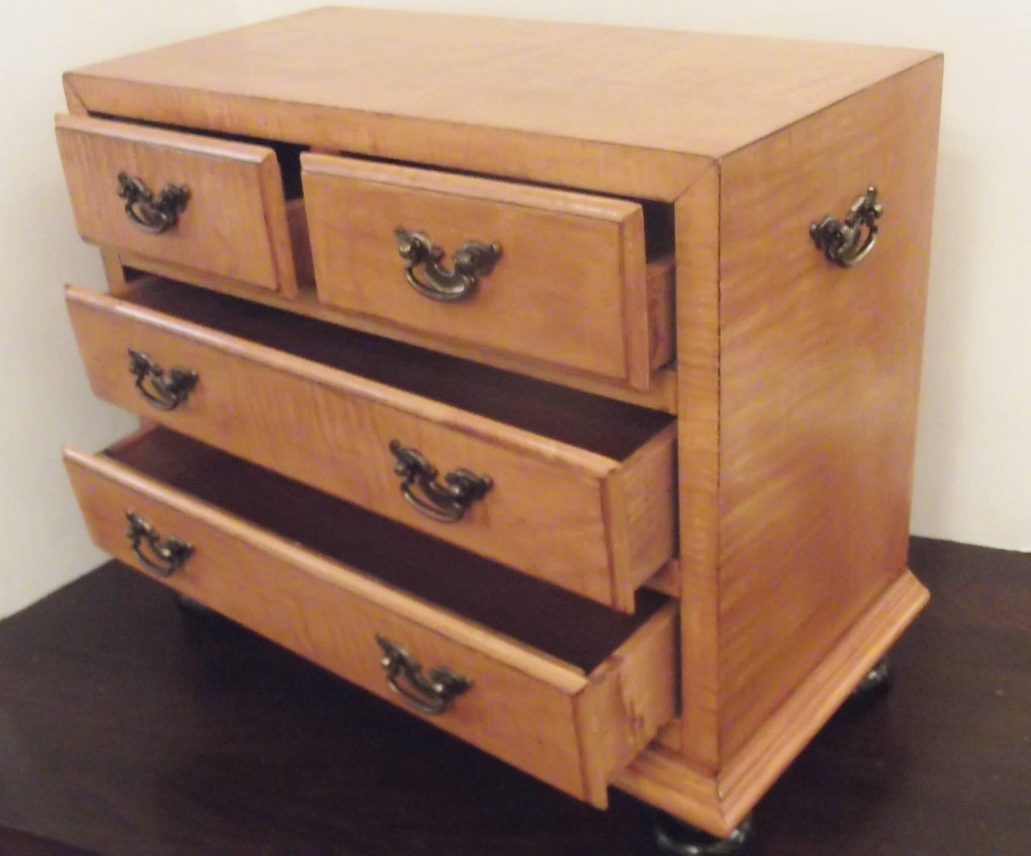 American Diminutive Curly Maple Tabletop Chest