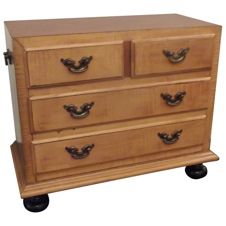 Diminutive Curly Maple Tabletop Chest For Sale at 1stDibs