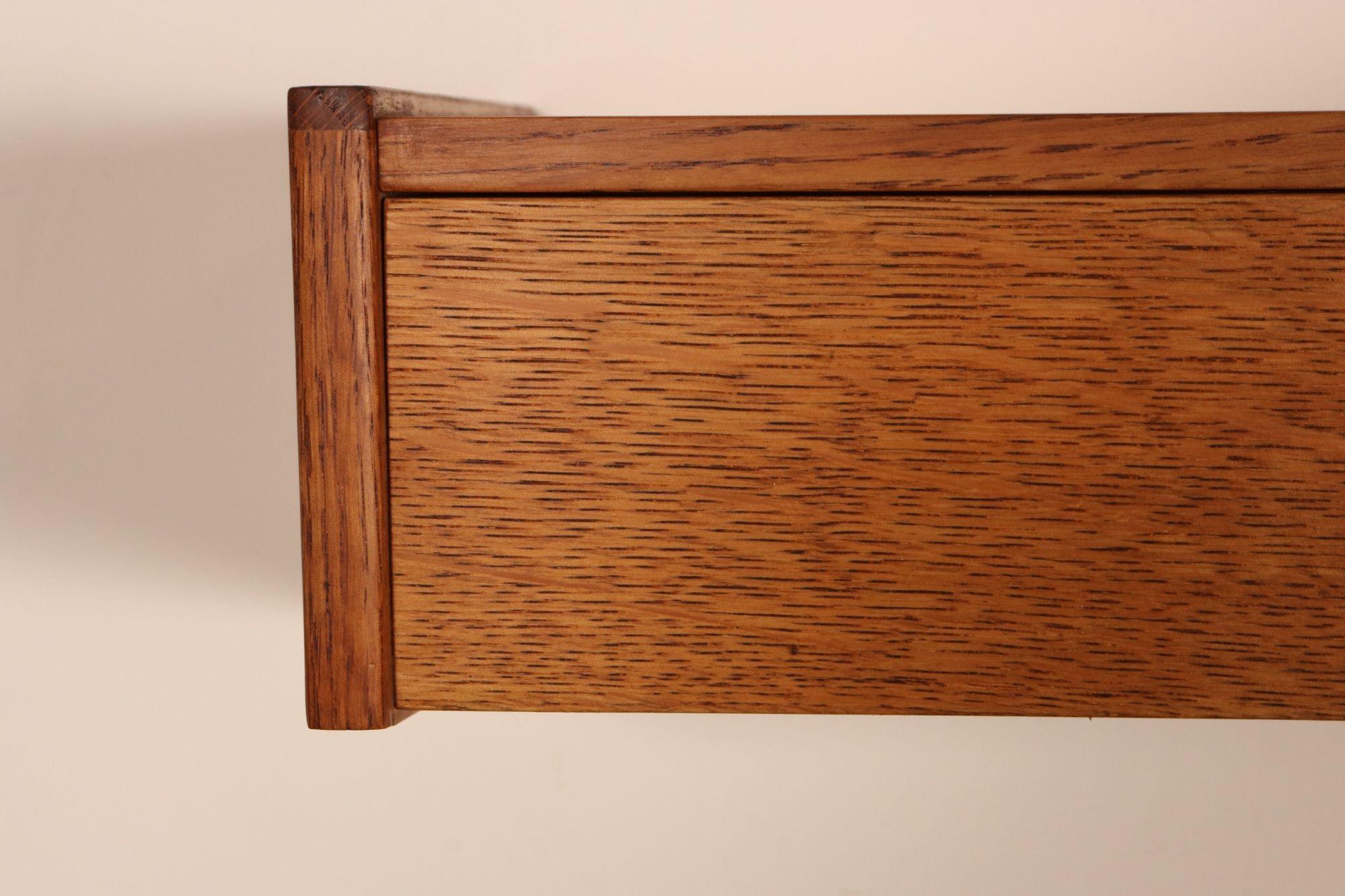 Diminutive Danish Modern Single-Drawer Floating Nightstand / End Table in Oak For Sale 11