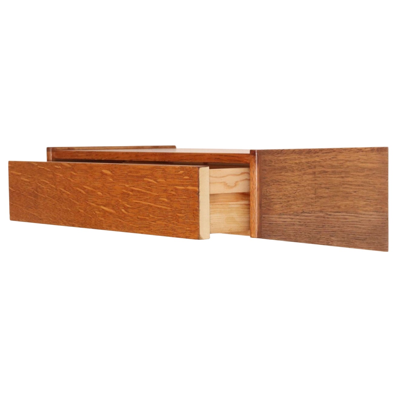 Diminutive Danish Modern Single-Drawer Floating Nightstand / End Table in Oak For Sale