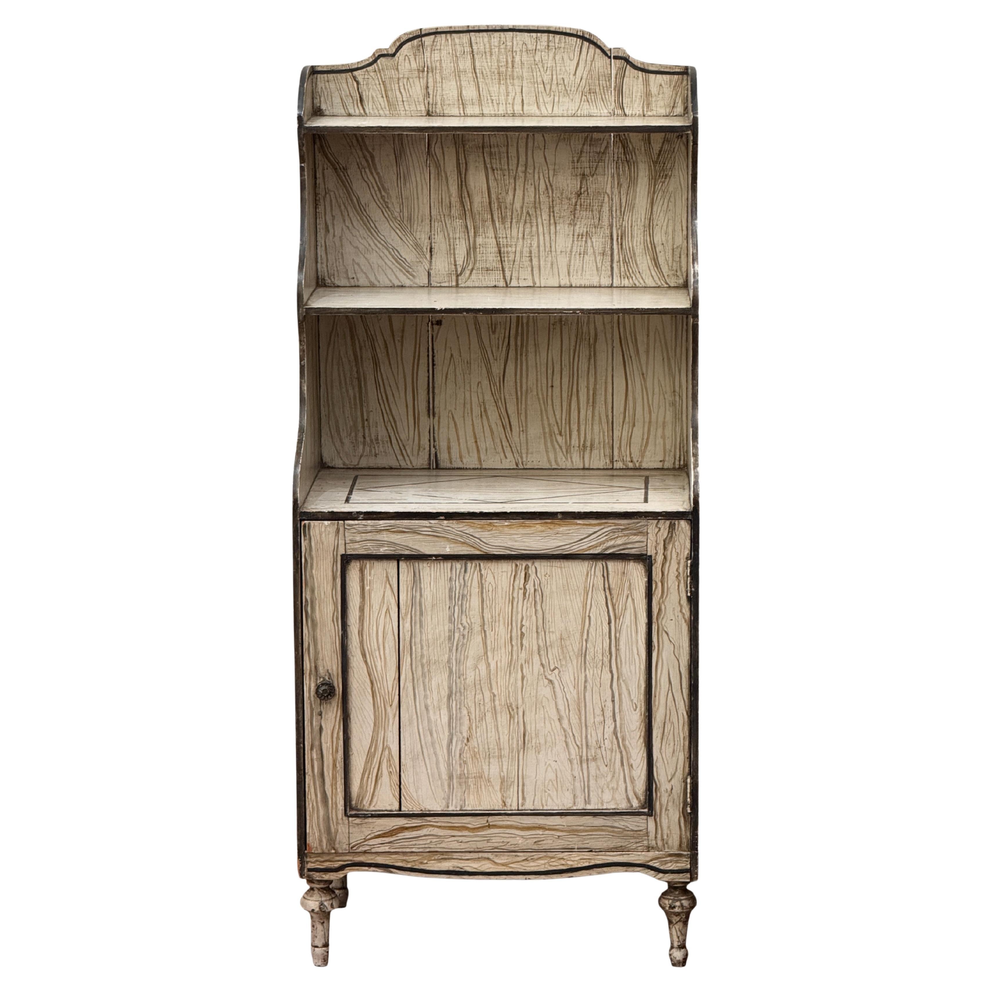 Diminutive Early 19th Century English Faux Bois Waterfall Bookcase For Sale