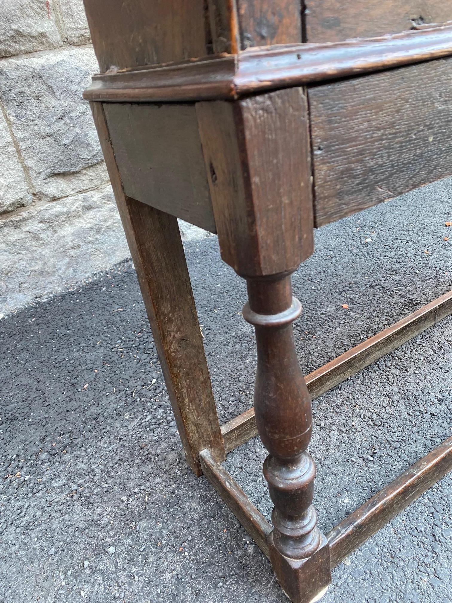 Diminutive English 18th Oak Cupboard on Stand For Sale 6