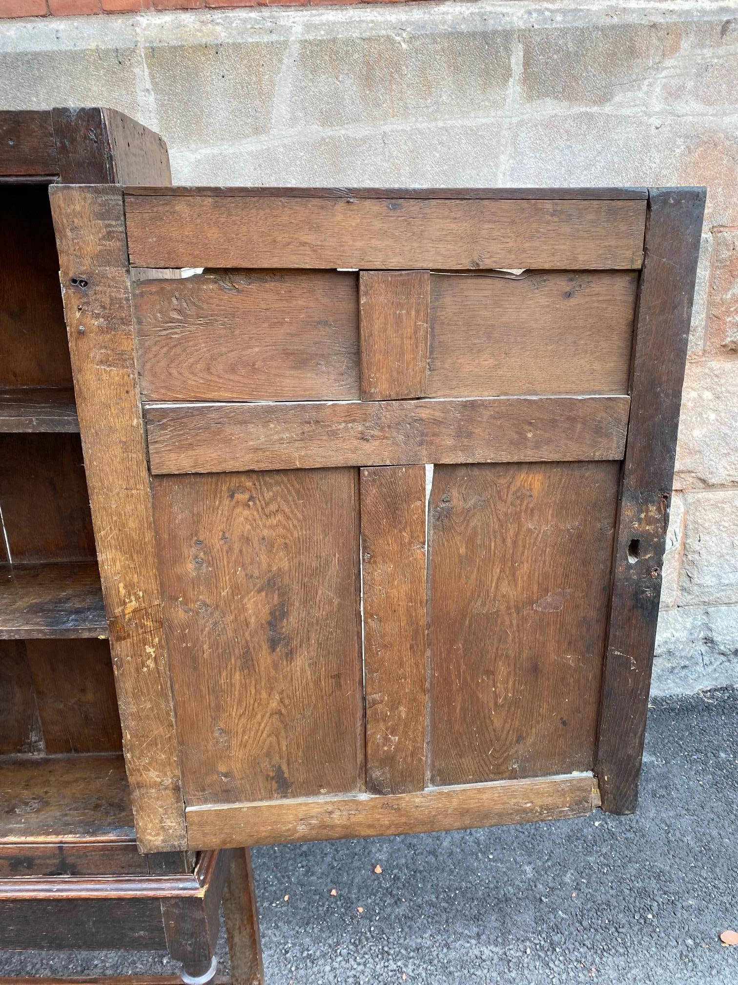Diminutive English 18th Oak Cupboard on Stand For Sale 11