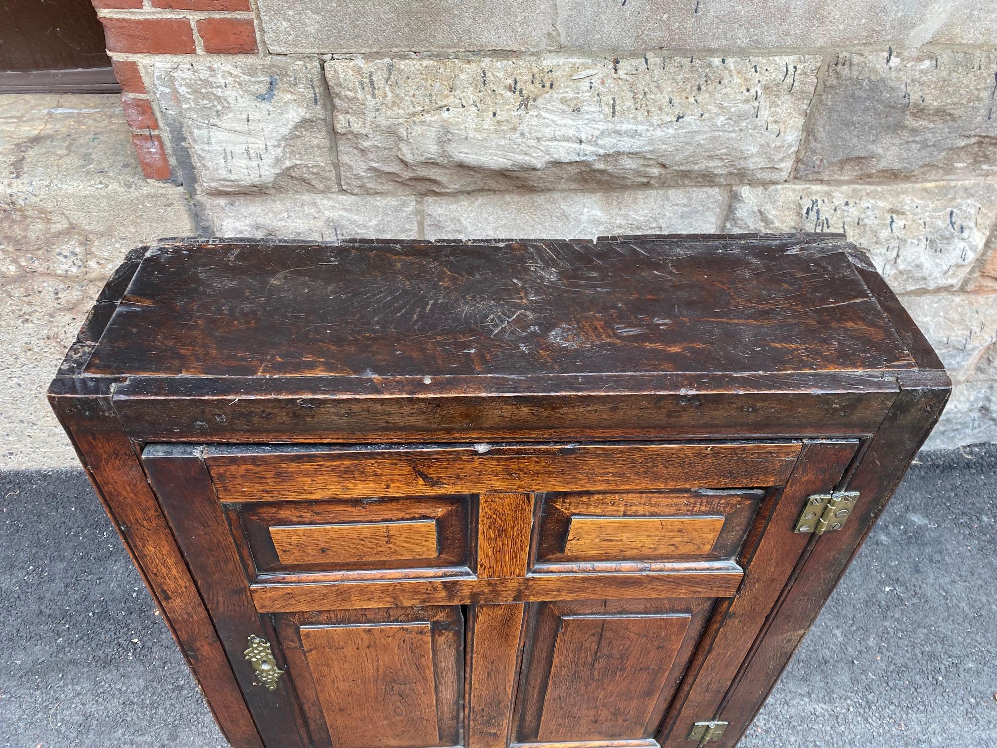 Mid-18th Century Diminutive English 18th Oak Cupboard on Stand For Sale