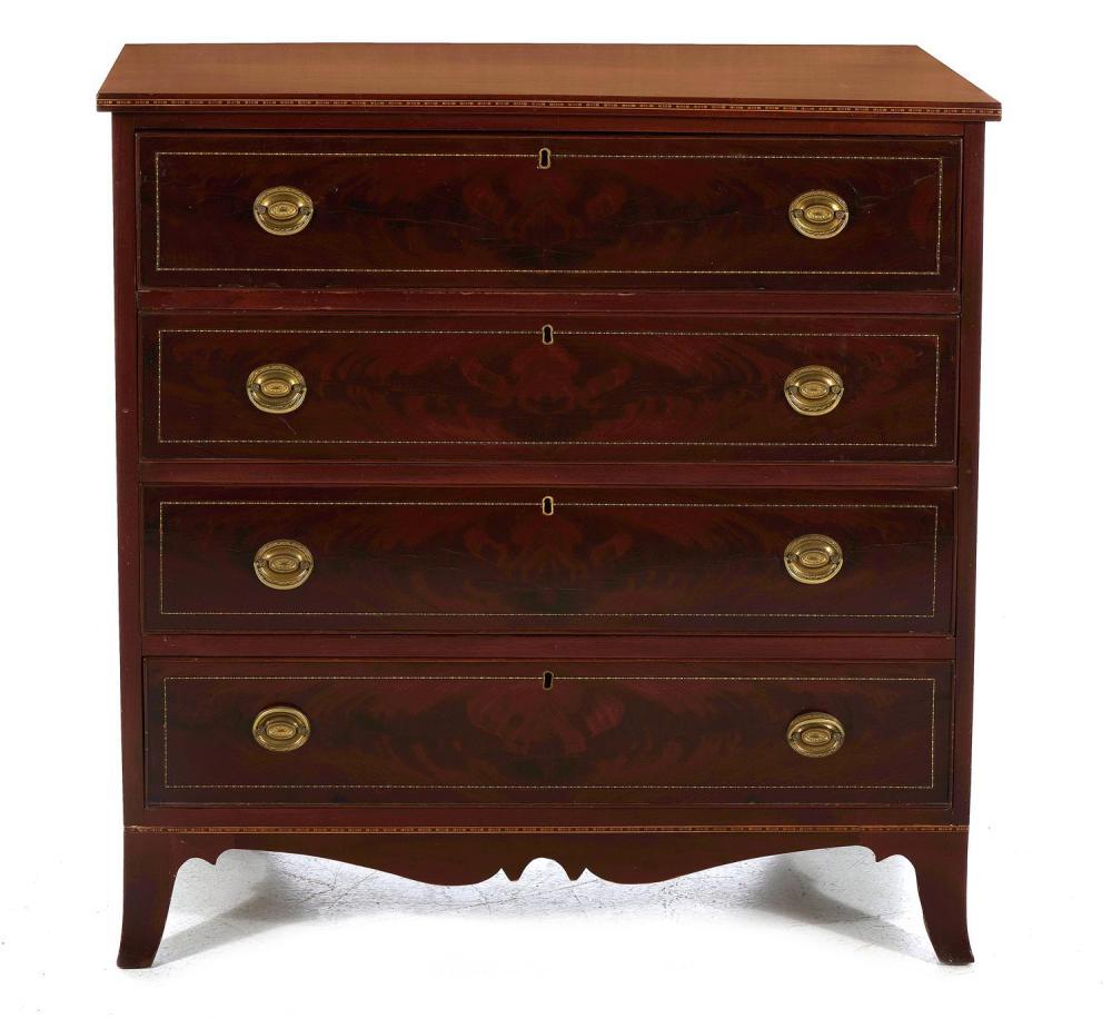 Diminutive Federal Inlaid Mahogany chest of drawers, first quarter 19th century.