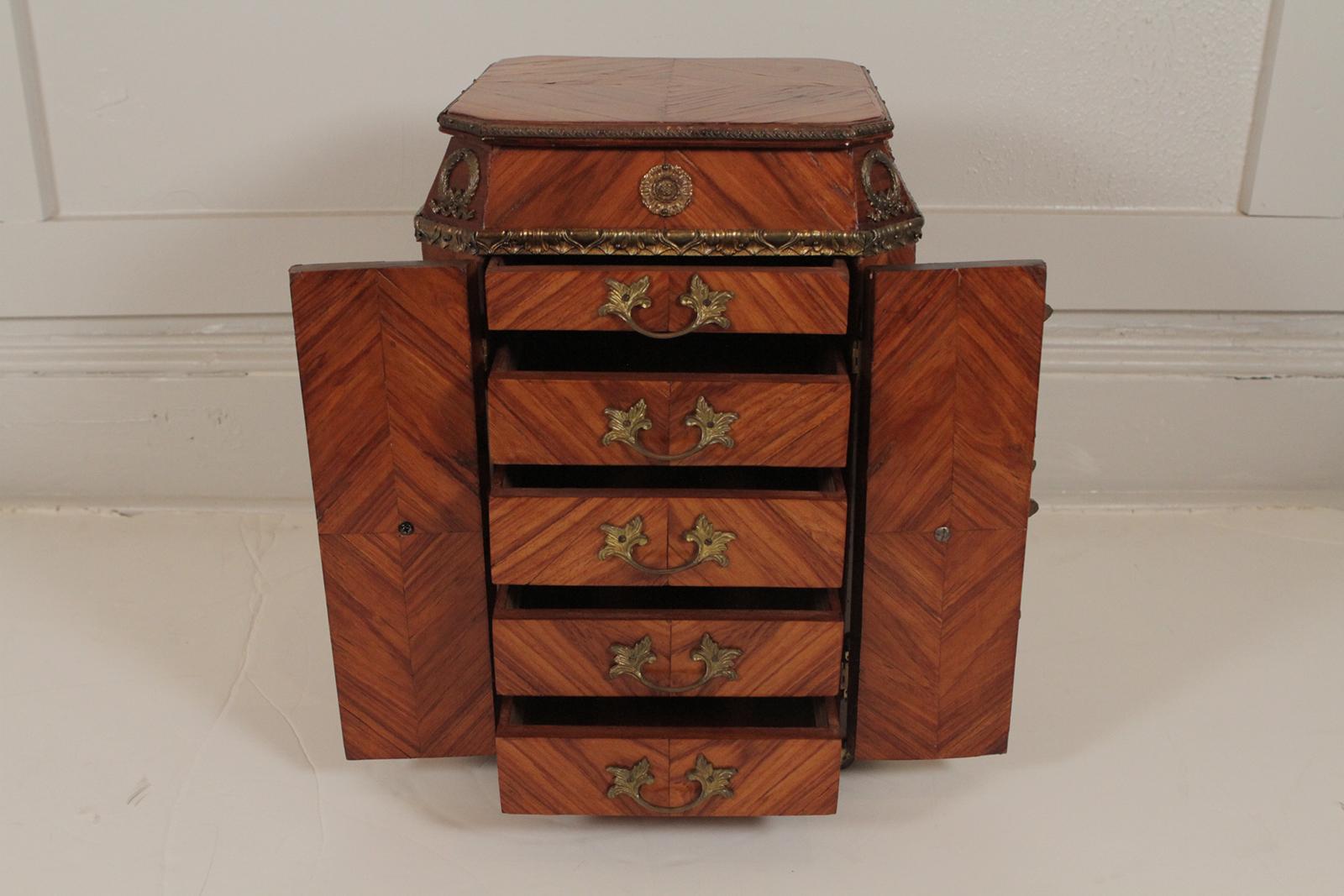 Diminutive French Jewelry Chest with Drawers In Good Condition In Lambertville, NJ