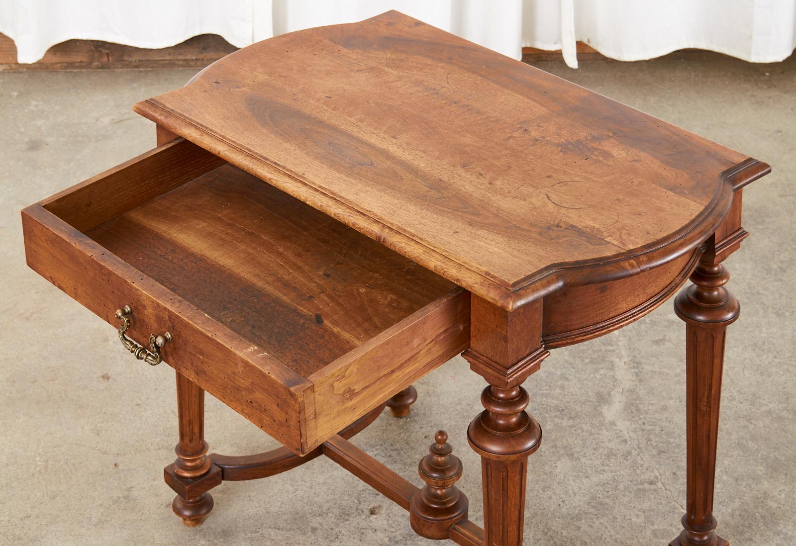 Hand-Crafted Diminutive French Louis XIV Style Walnut Writing Table Desk For Sale