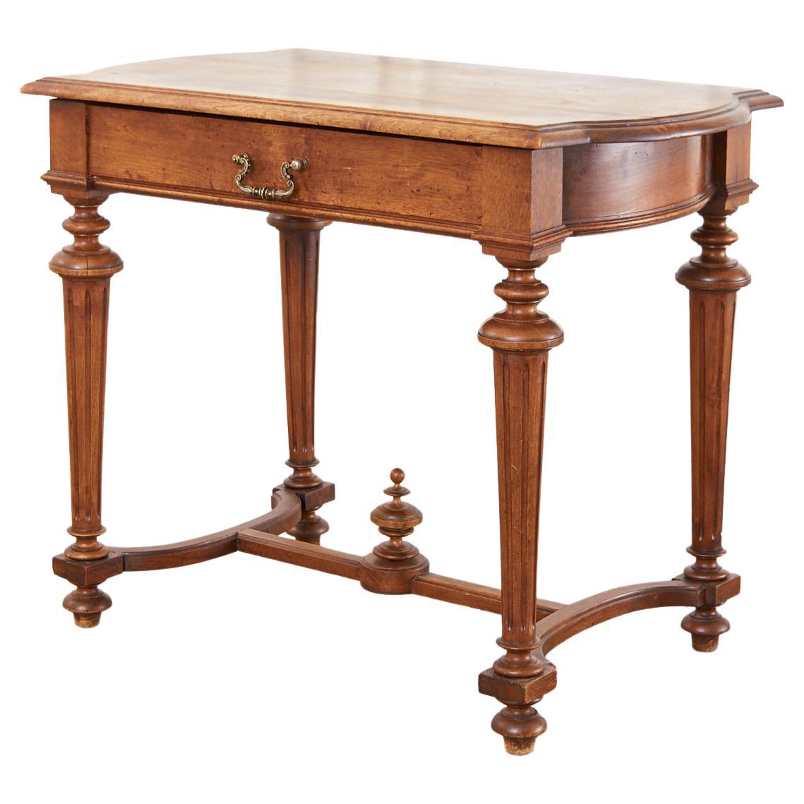 Diminutive French Louis XIV Style Walnut Writing Table Desk For Sale