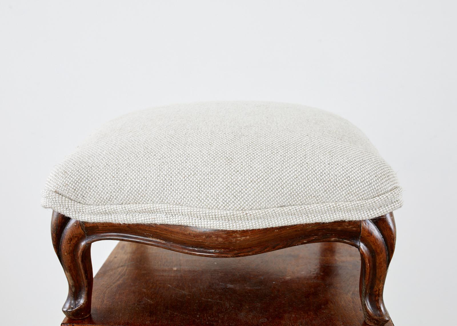 Hand-Crafted Diminutive French Louis XV Style Walnut Footstool