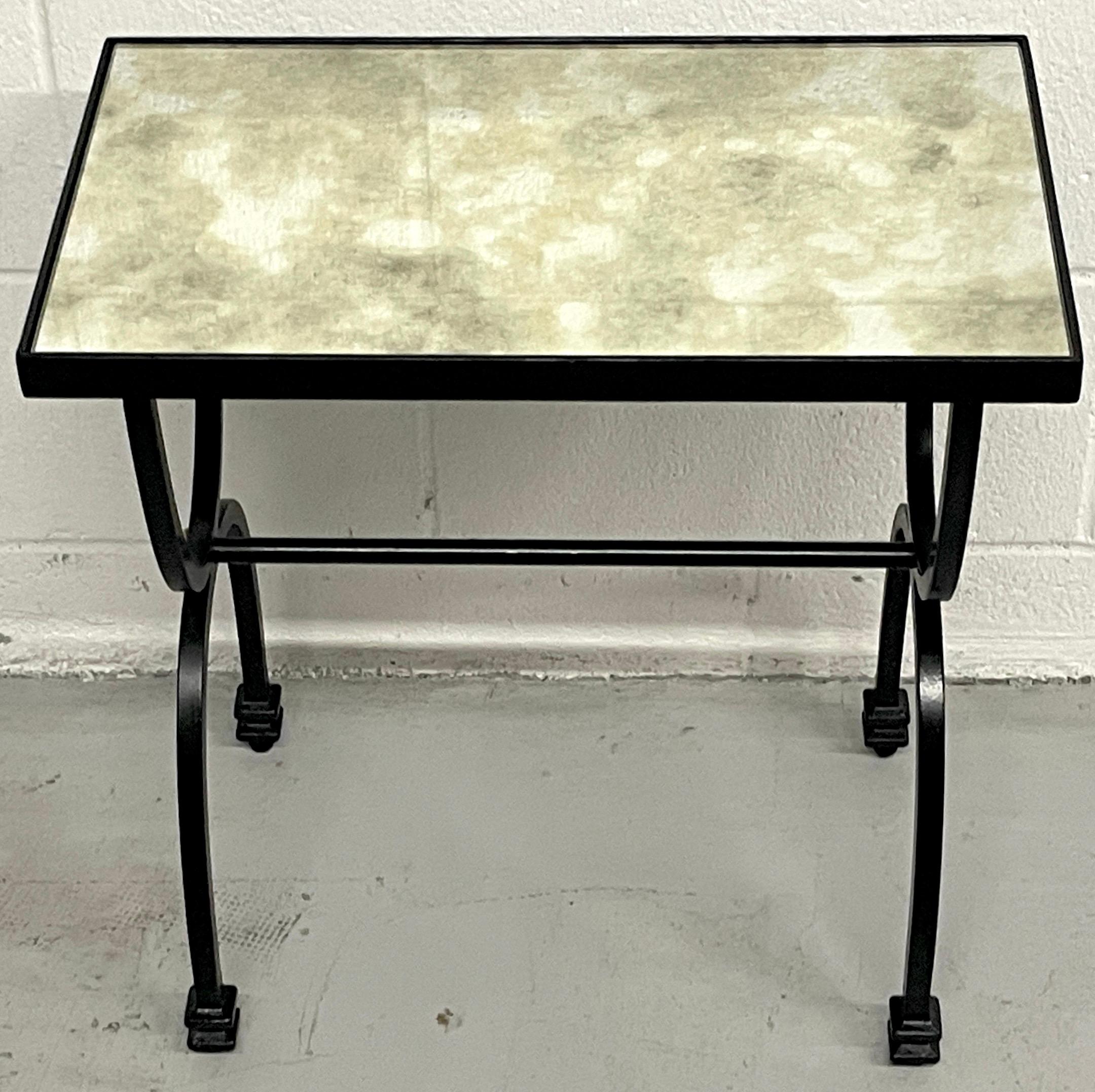 Blackened Diminutive French Modern Style Side Table, Style of Maison Jansen For Sale