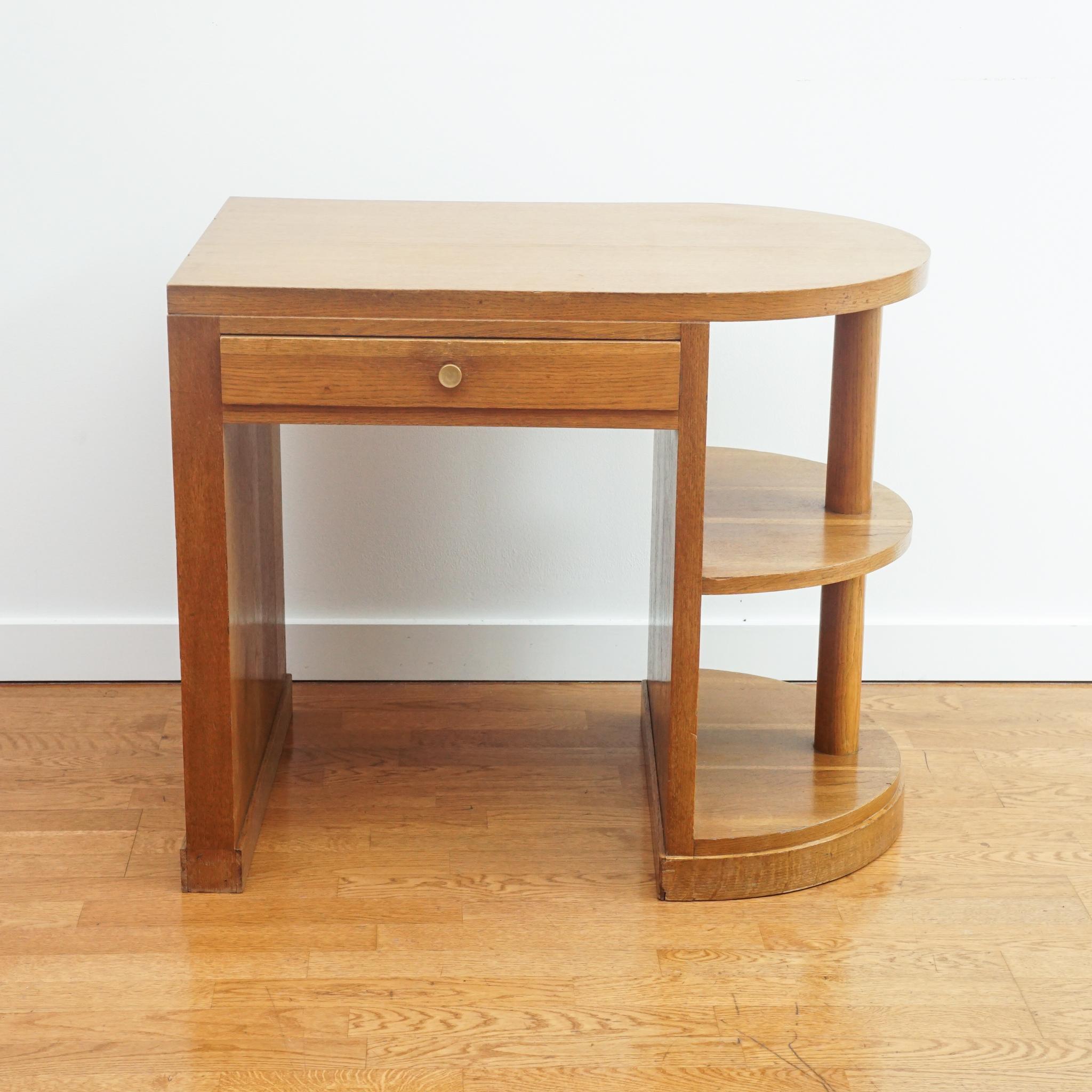 Diminutive French Oak Desk with Rounded End For Sale at 1stDibs