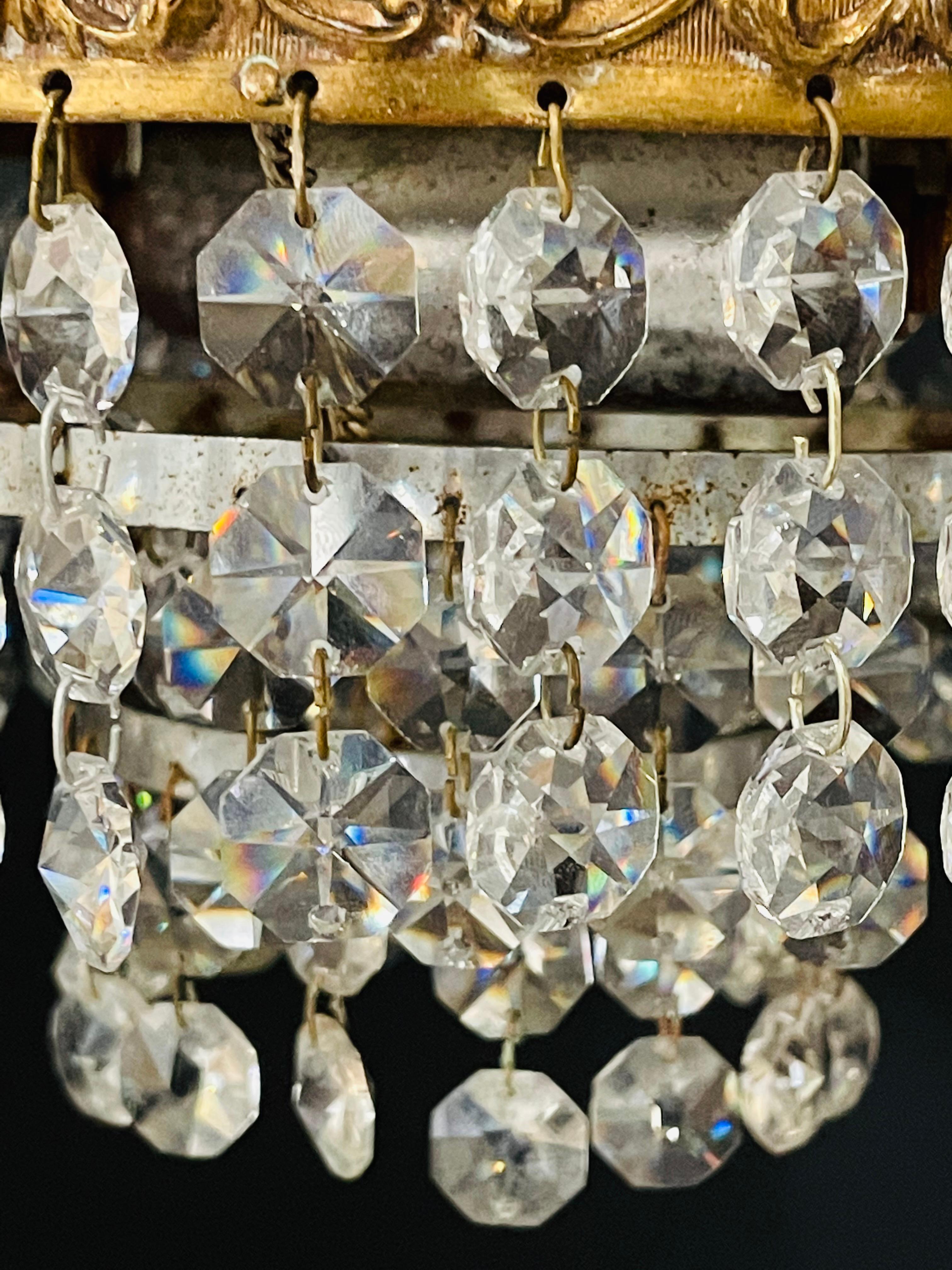Diminutive French Regency Style Crystal and Brass Chandelier 3
