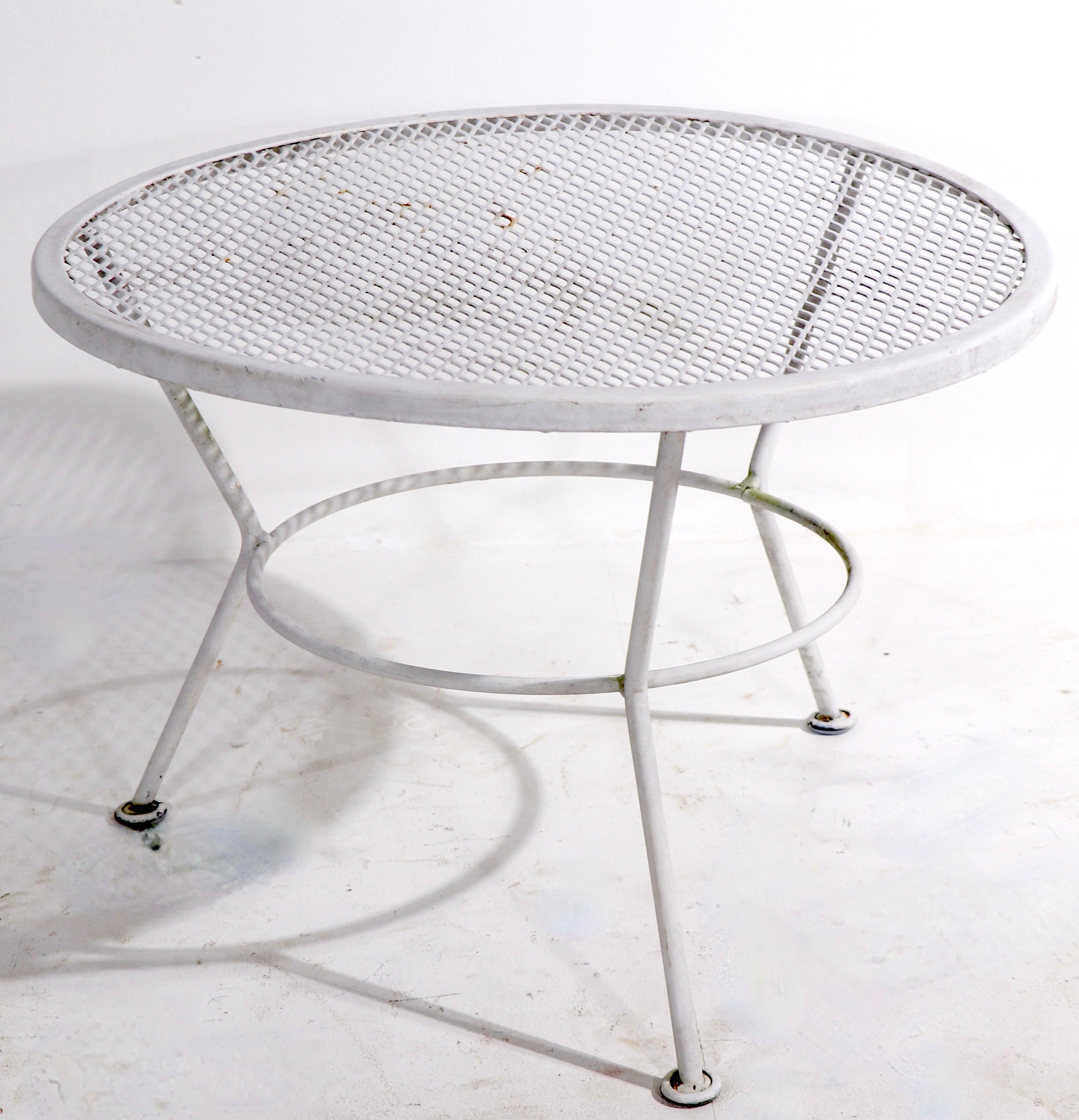round metal mesh patio table