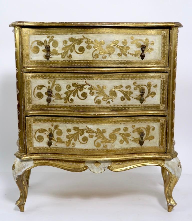 Diminutive Giltwood ThreeDrawer Dresser Made in Italy for Florentine
