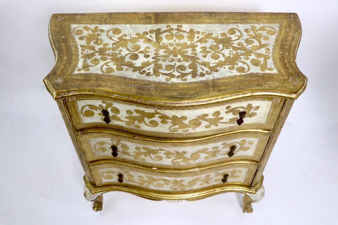 Romantic Diminutive Giltwood Three-Drawer Dresser Made in Italy for Florentine Furniture