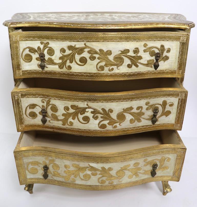20th Century Diminutive Giltwood Three-Drawer Dresser Made in Italy for Florentine Furniture