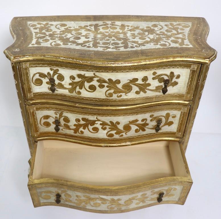 Wood Diminutive Giltwood Three-Drawer Dresser Made in Italy for Florentine Furniture