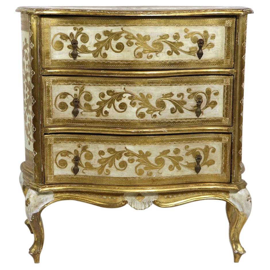 Diminutive Giltwood Three-Drawer Dresser Made in Italy for Florentine Furniture