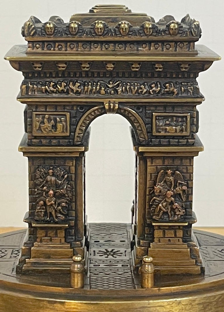 French Diminutive Grand Tour Bronze Architectural Model of the Arch de Triumph For Sale