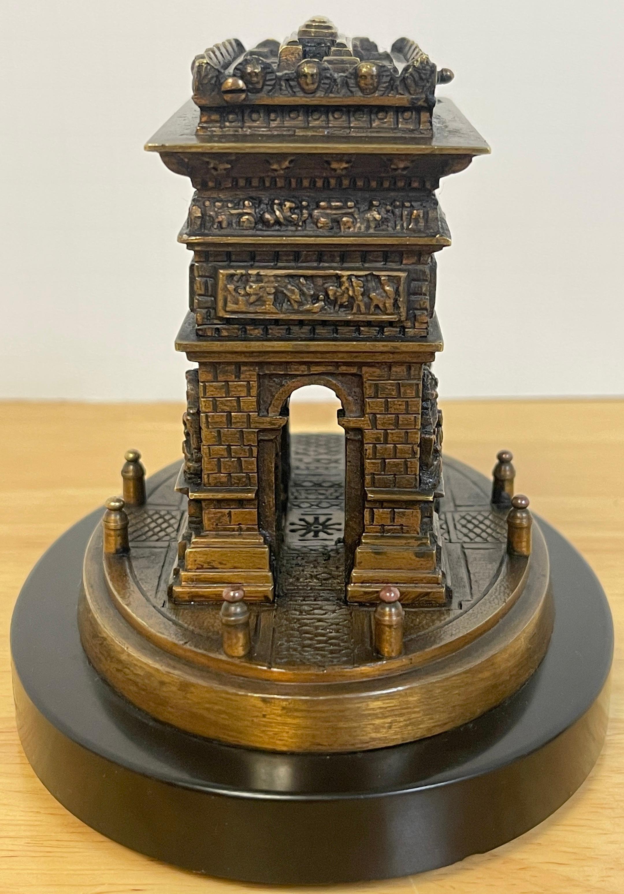 Carved Diminutive Grand Tour Bronze Architectural Model of the Arch de Triumph