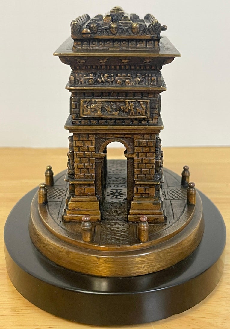Carved Diminutive Grand Tour Bronze Architectural Model of the Arch de Triumph For Sale