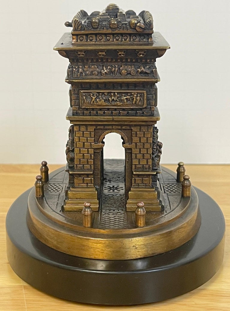Diminutive Grand Tour Bronze Architectural Model of the Arch de Triumph For Sale 2