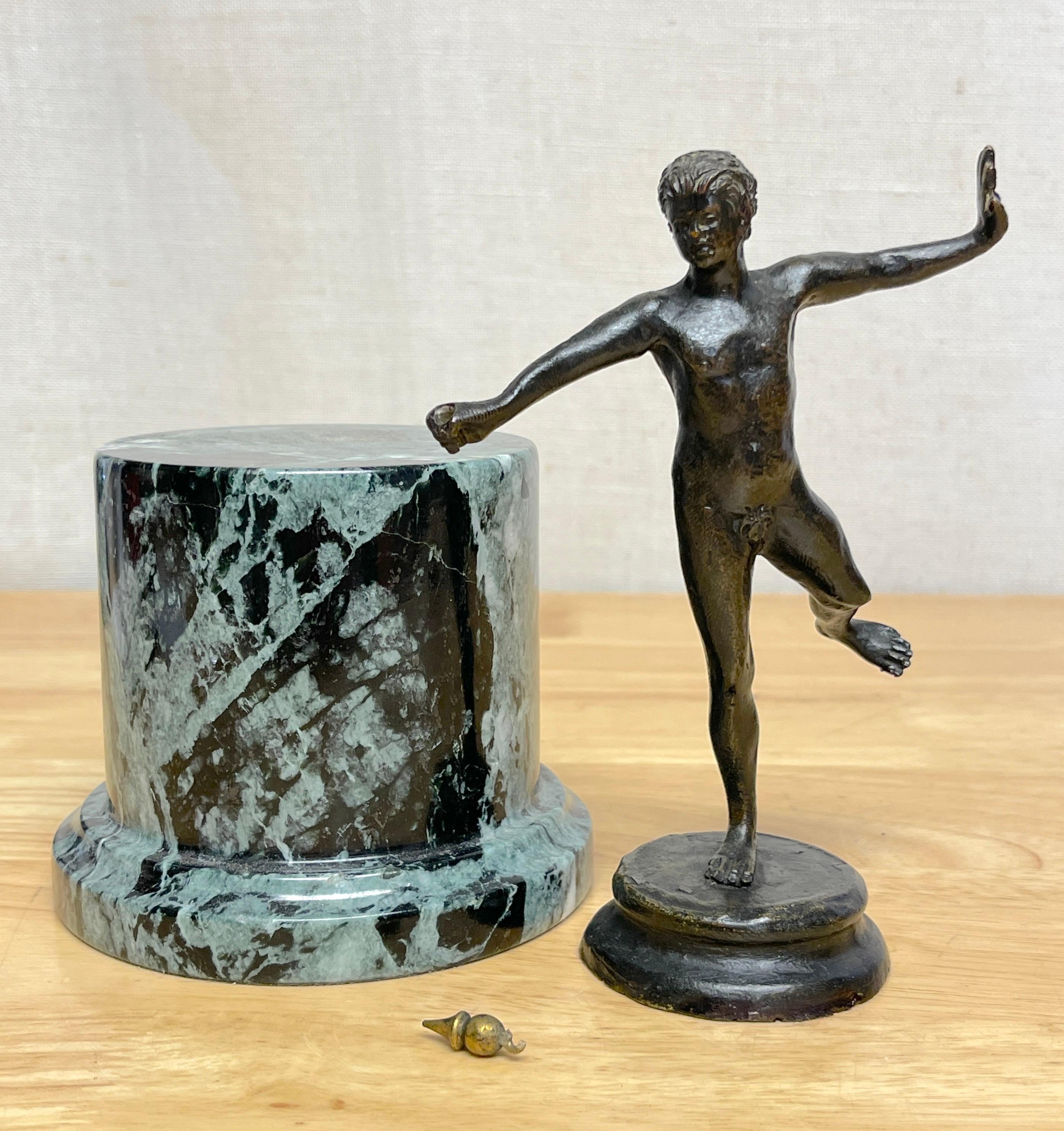 Diminutive Grand Tour Bronze 'Balancing Faun' on Marble Pedestal For Sale 5
