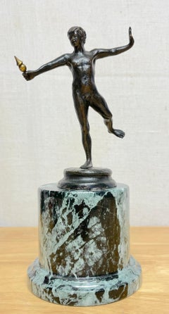 Diminutivo Gran Tour Bronce 'Fauno Equilibrista' sobre Pedestal de Mármol