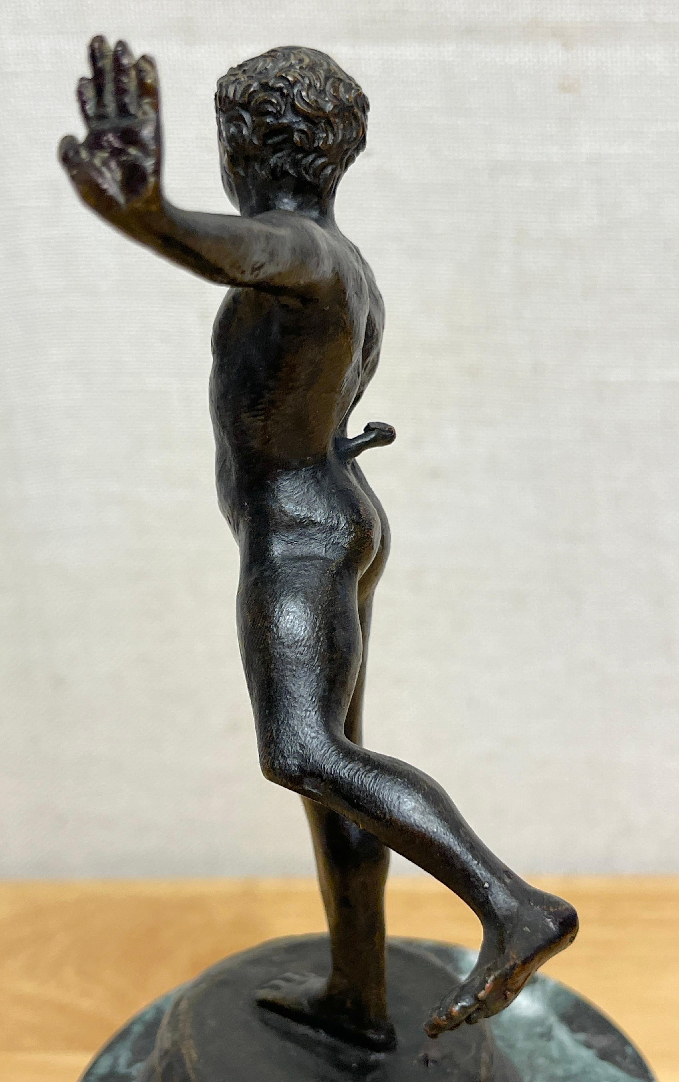 19th Century Diminutive Grand Tour Bronze 'Balancing Faun' on Marble Pedestal For Sale