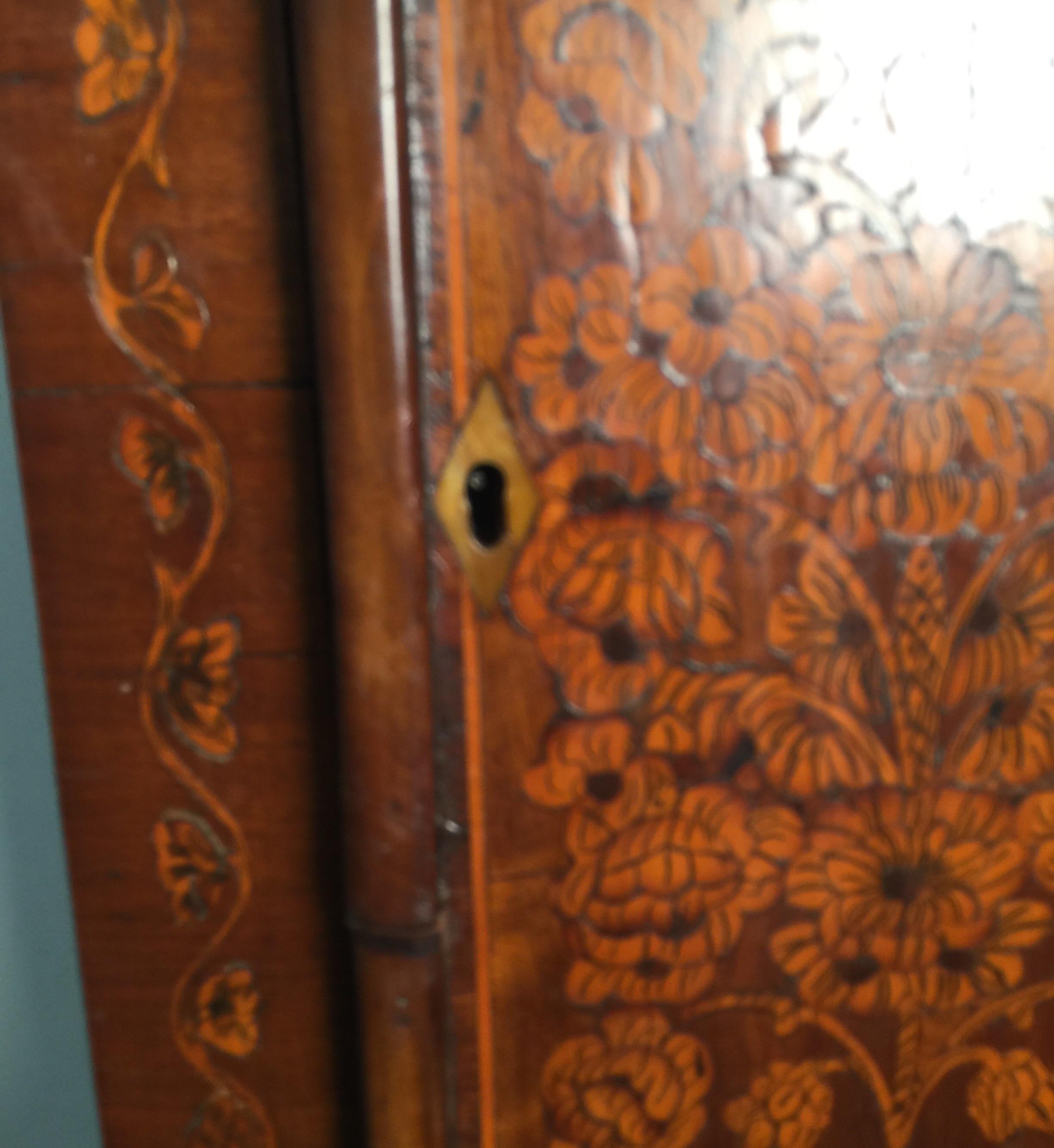 Diminutive Inlaid Burl Walnut Musical Chime Grandmother Clock 3