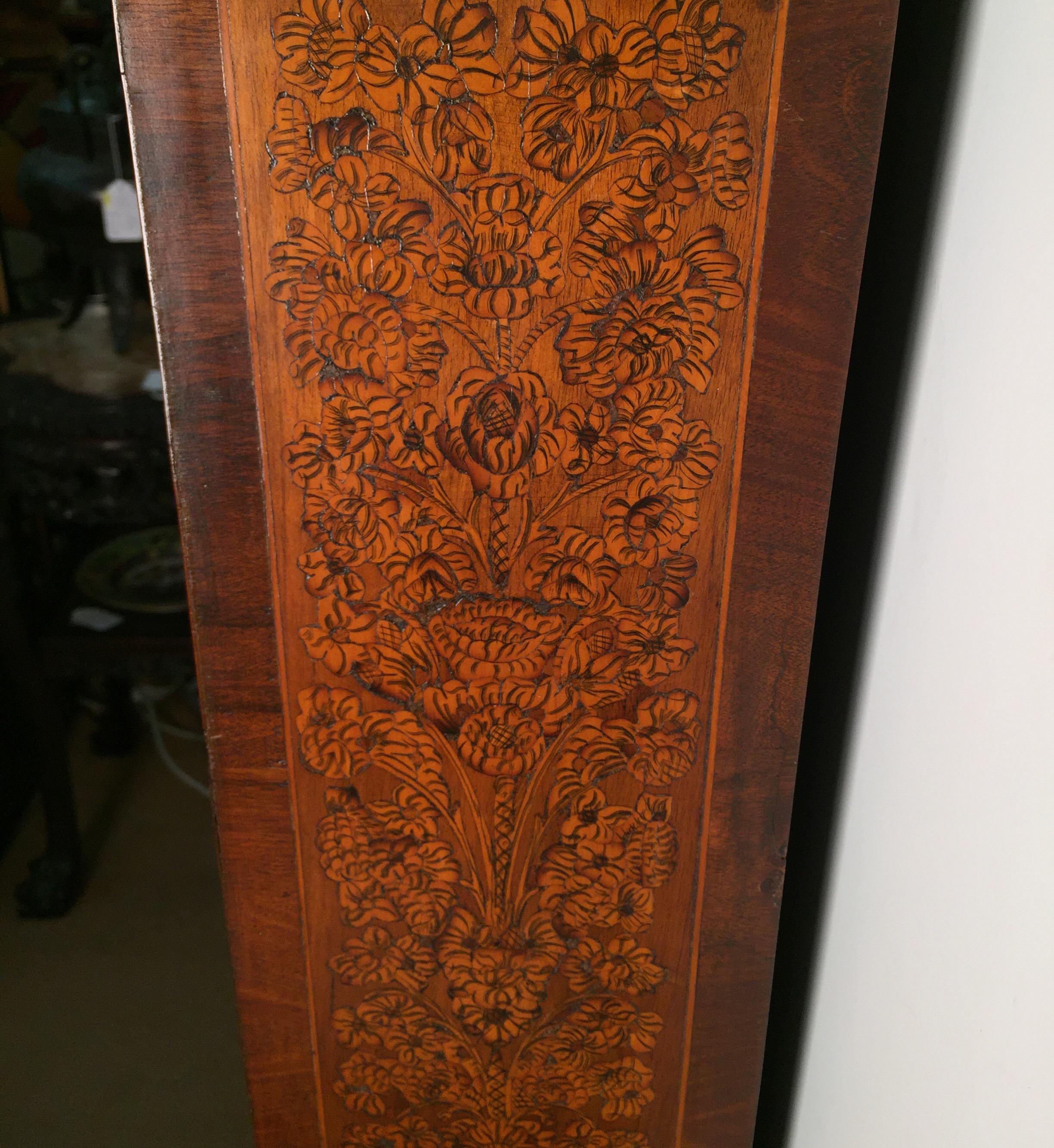 Diminutive Inlaid Burl Walnut Musical Chime Grandmother Clock 7