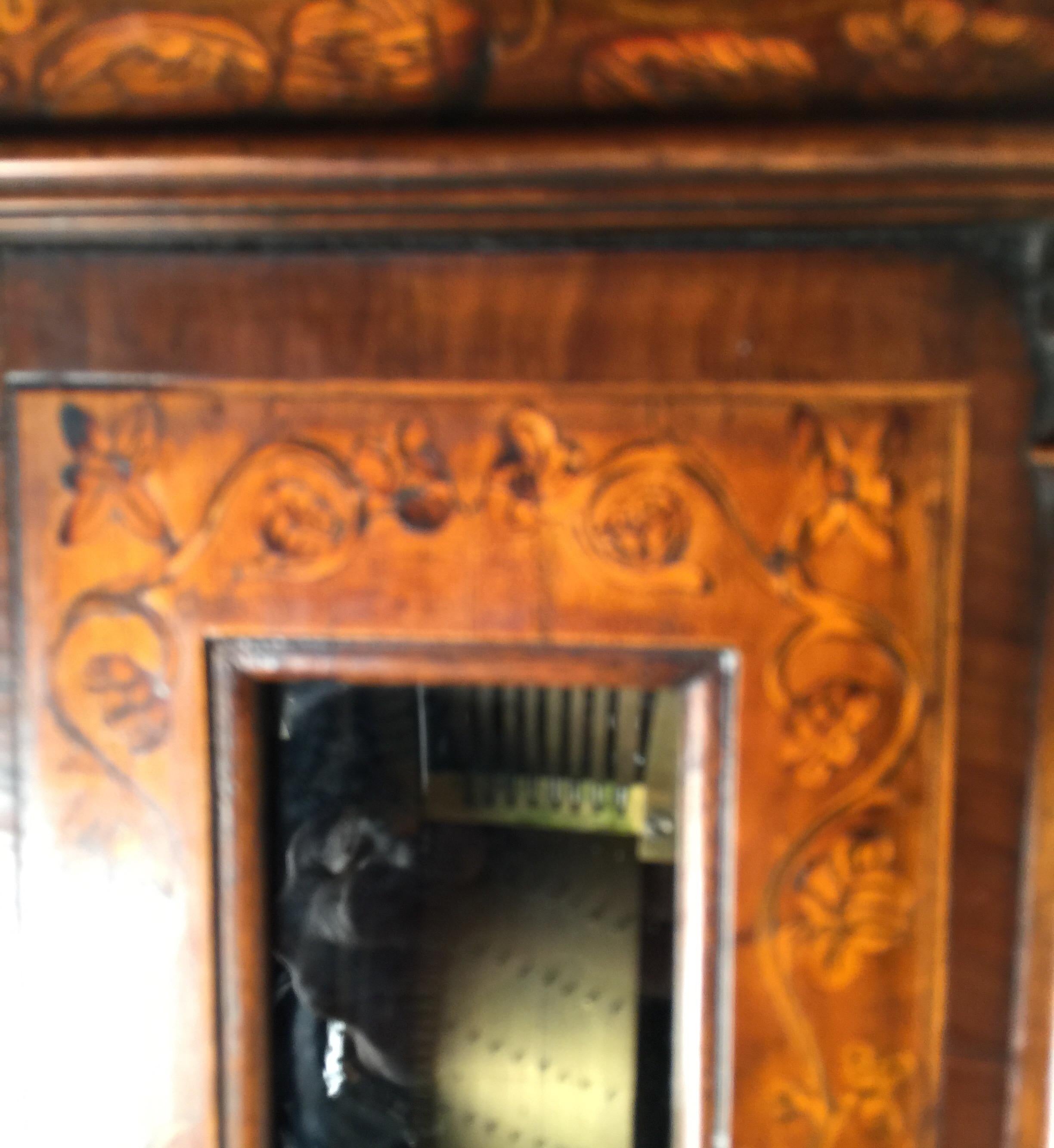 Diminutive Inlaid Burl Walnut Musical Chime Grandmother Clock 8