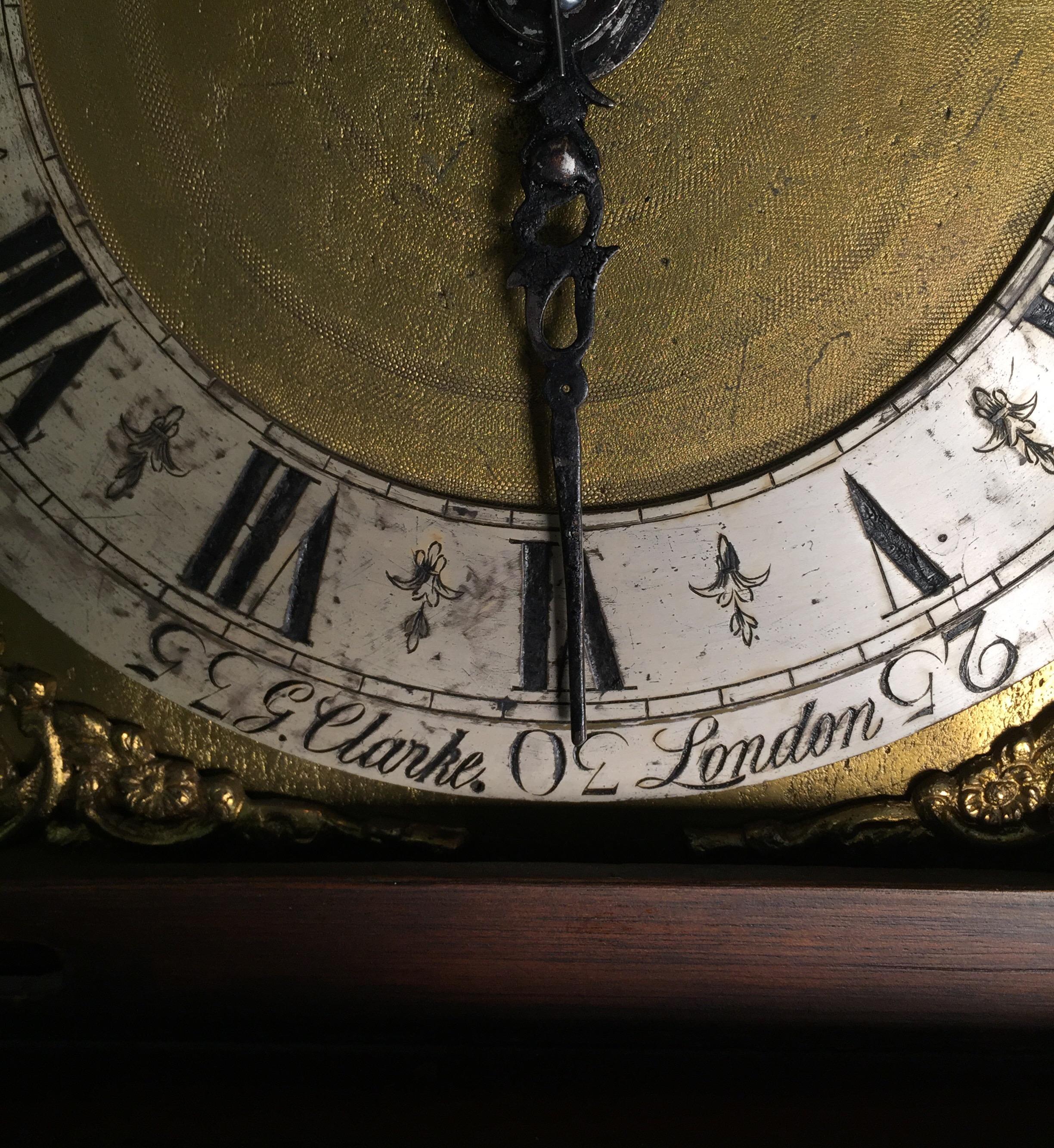 Diminutive Inlaid Burl Walnut Musical Chime Grandmother Clock 1