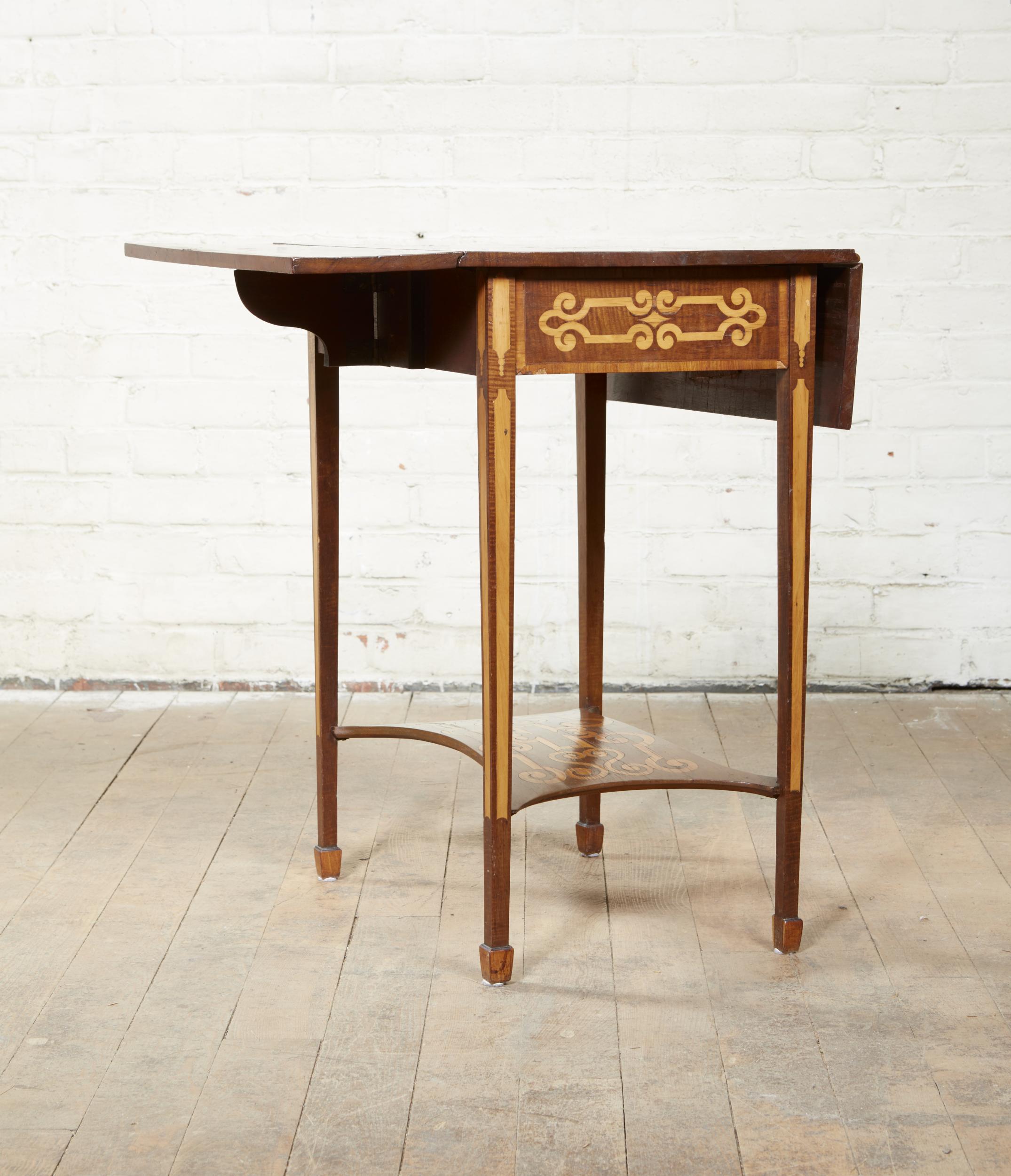 Diminutive Inlaid Harewood Pembroke Table For Sale 5