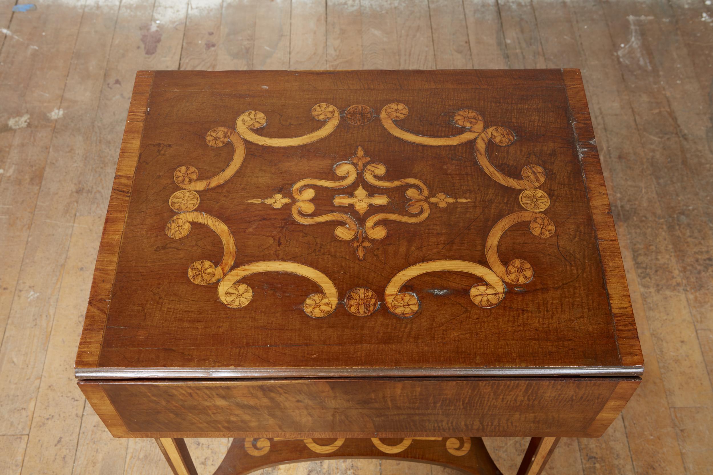 Kingwood Diminutive Inlaid Harewood Pembroke Table For Sale