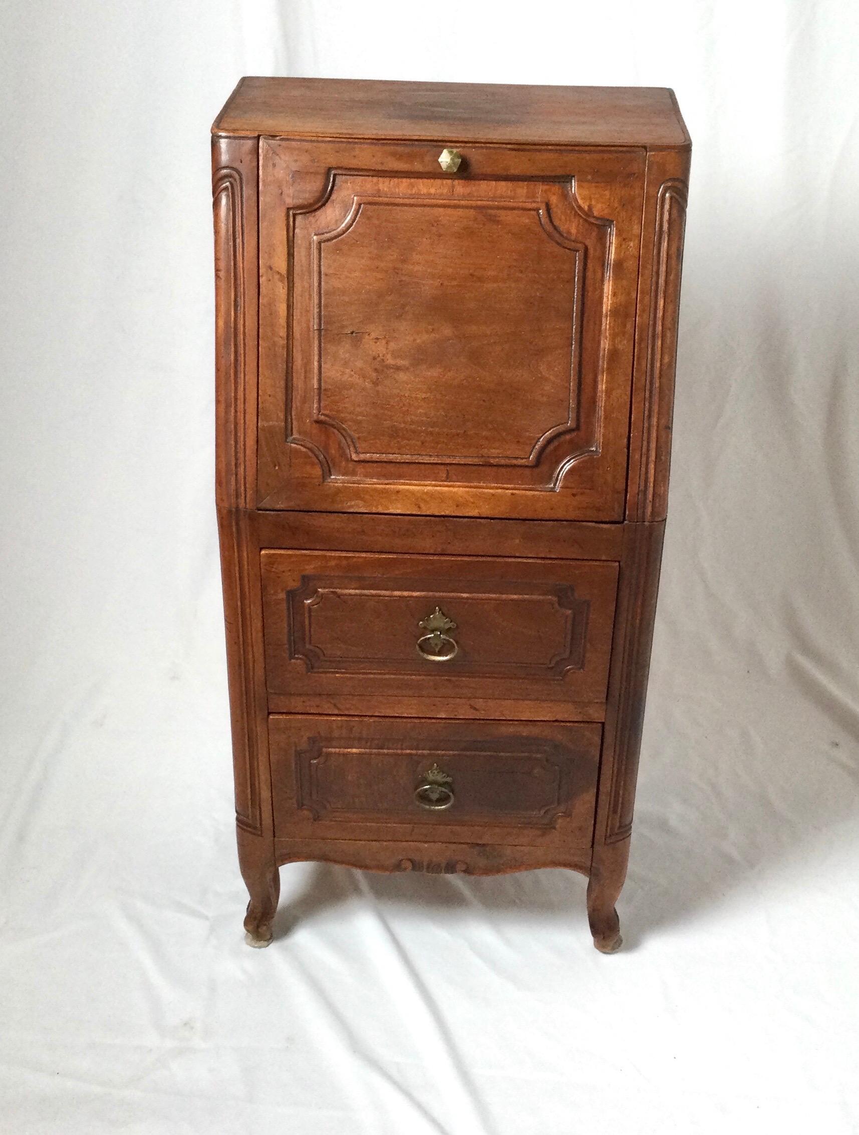 Diminutive Italian Two-Drawer Drop Front Cabinet In Good Condition In Lambertville, NJ