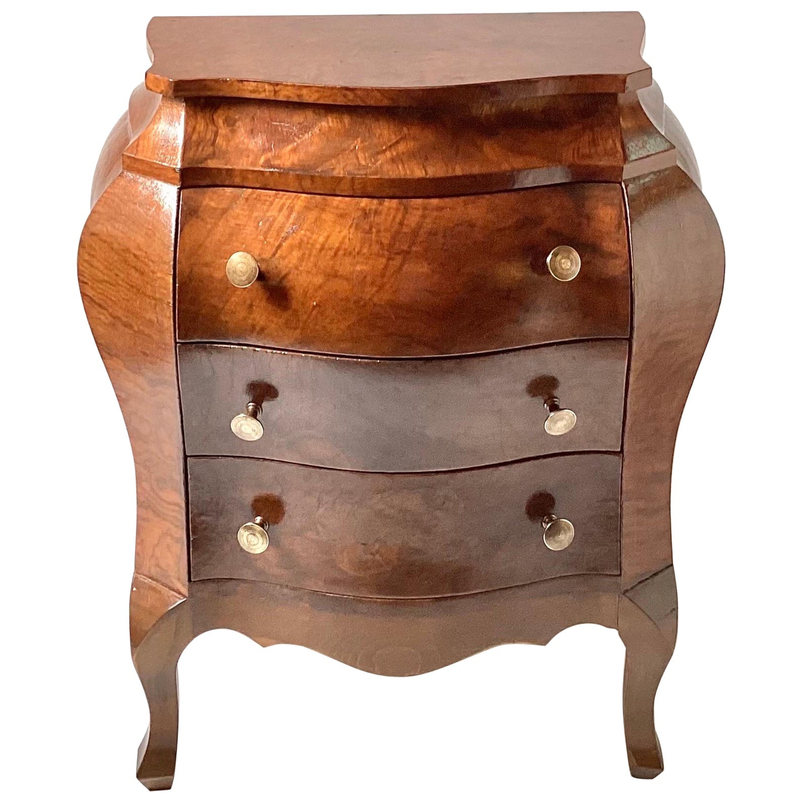 Diminutive Italian Walnut Bombe Commode