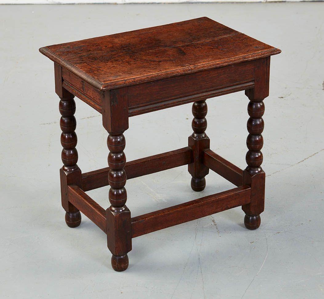 Turned Diminutive James II Bobbin Oak Table