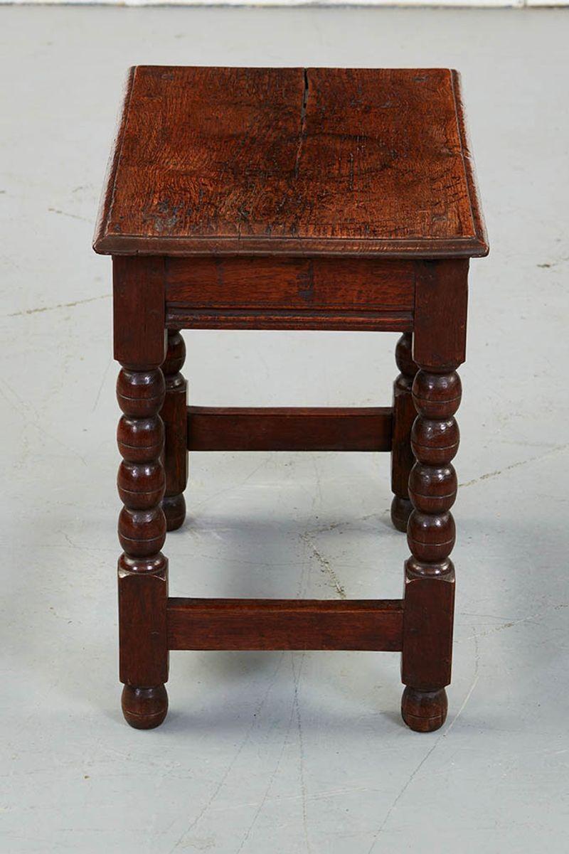 Diminutive James II Bobbin Oak Table In Good Condition In Greenwich, CT