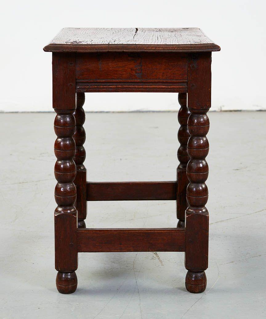 18th Century and Earlier Diminutive James II Bobbin Oak Table