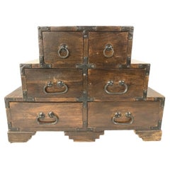 Diminutive Japanese Tansu Style Six Drawer Chest