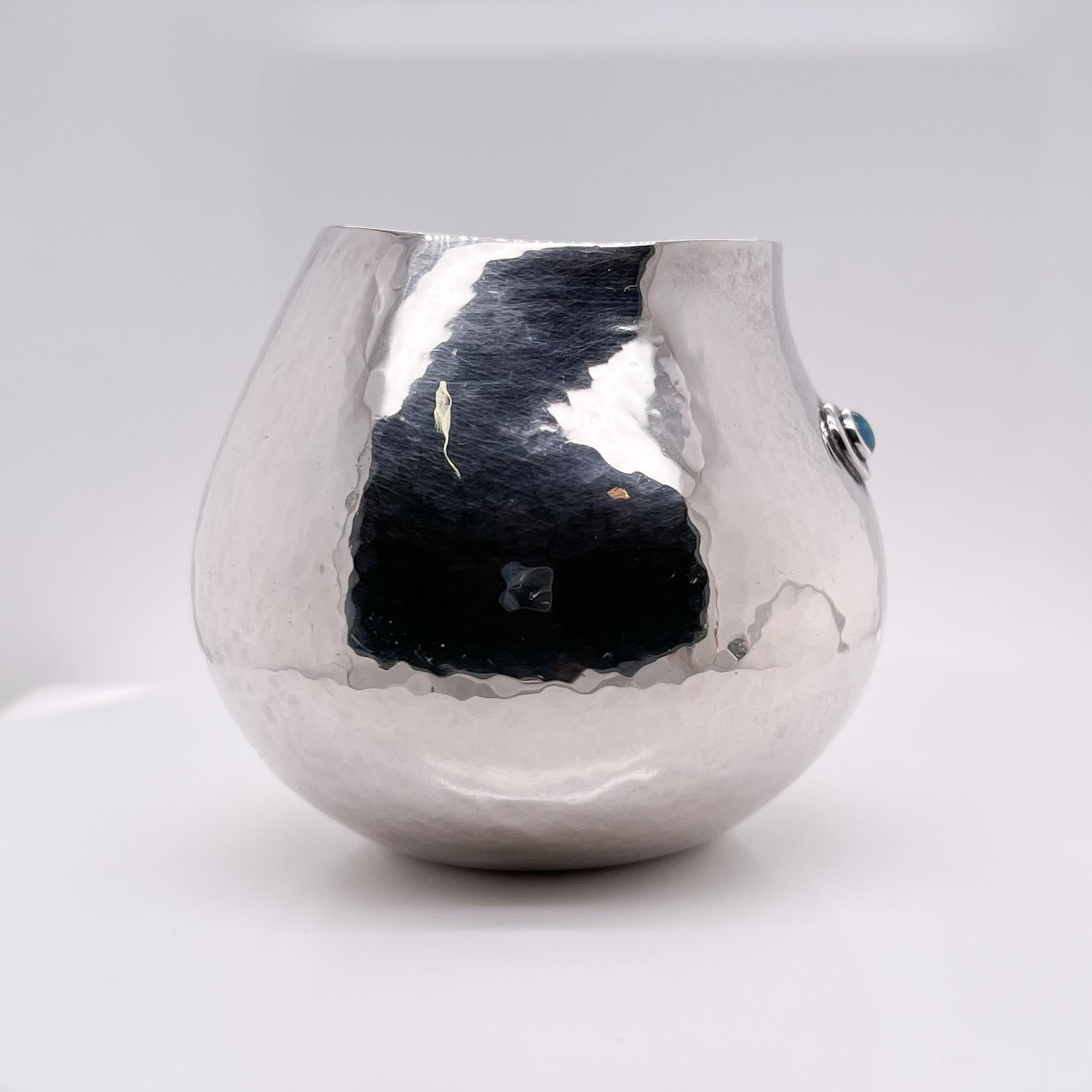 Diminutive Kay Ivankovic Sterling Silver & Opal Gemstone Vase For Sale 4