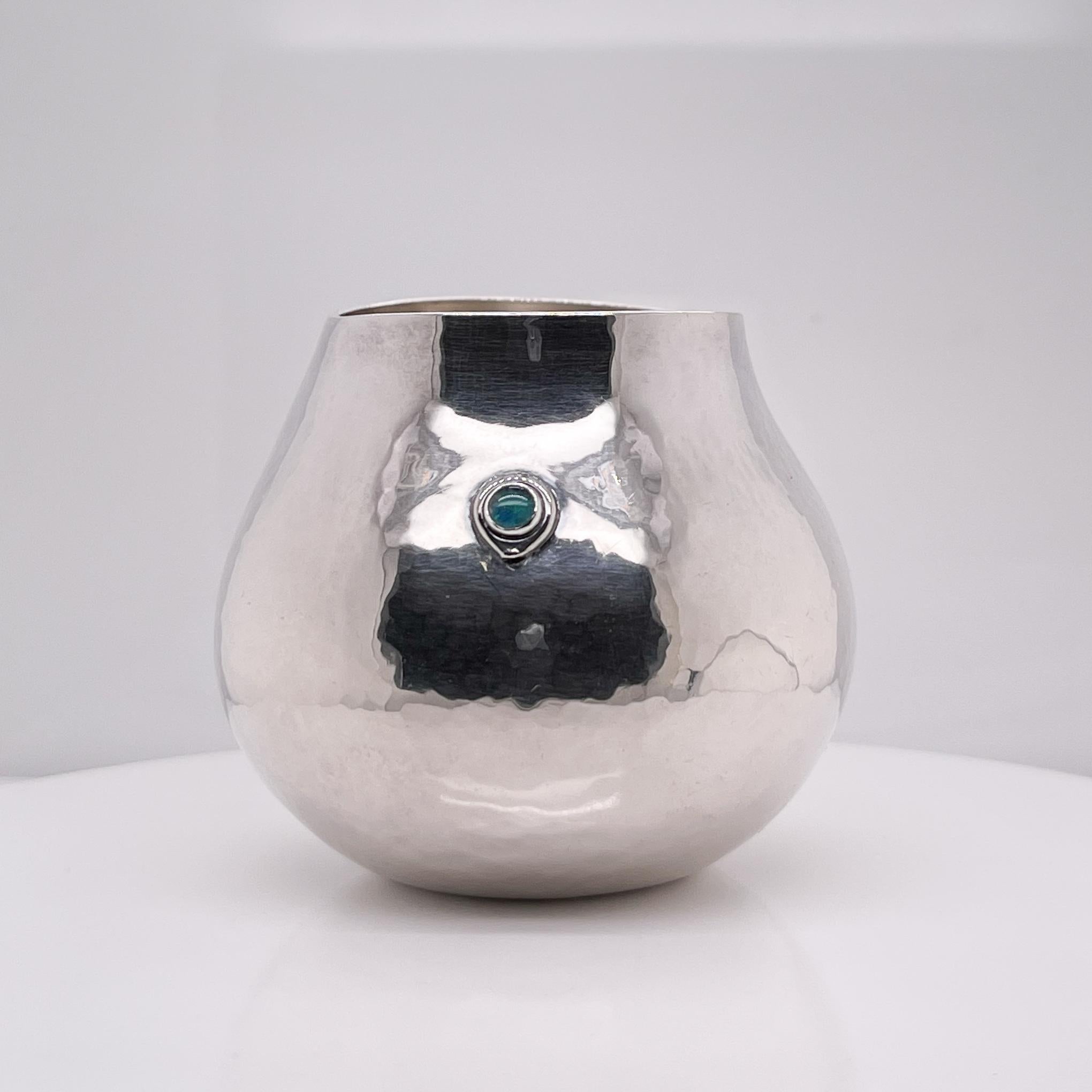 Cabochon Diminutive Kay Ivankovic Sterling Silver & Opal Gemstone Vase For Sale