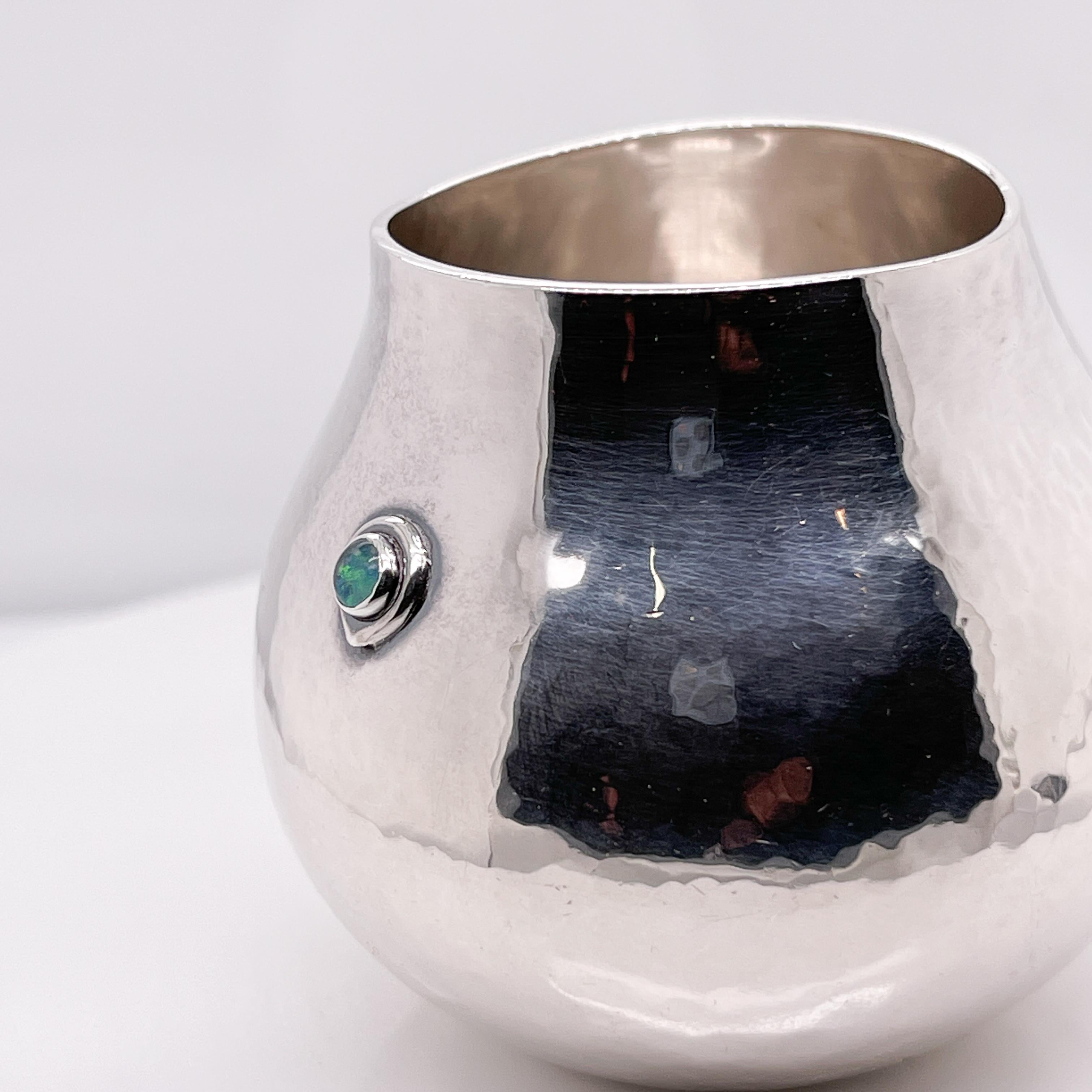 Women's or Men's Diminutive Kay Ivankovic Sterling Silver & Opal Gemstone Vase For Sale