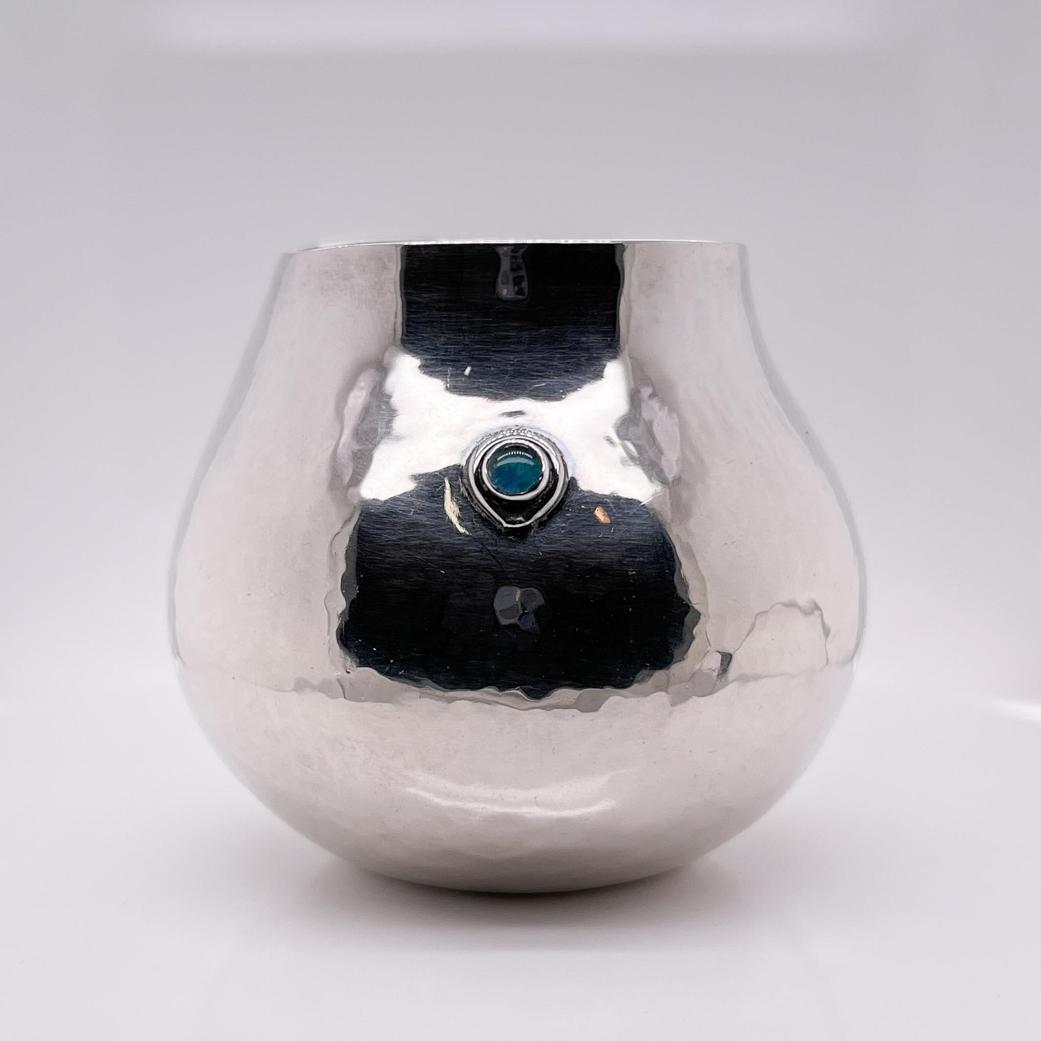 Diminutive Kay Ivankovic Sterling Silver & Opal Gemstone Vase For Sale 1