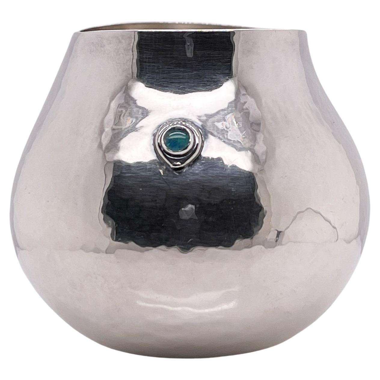 Diminutive Kay Ivankovic Sterling Silver & Opal Gemstone Vase For Sale