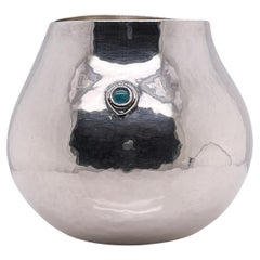 Retro Diminutive Kay Ivankovic Sterling Silver & Opal Gemstone Vase