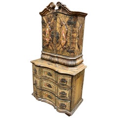 Diminutive Late 18th Century Paint Decorated Continental Cabinet