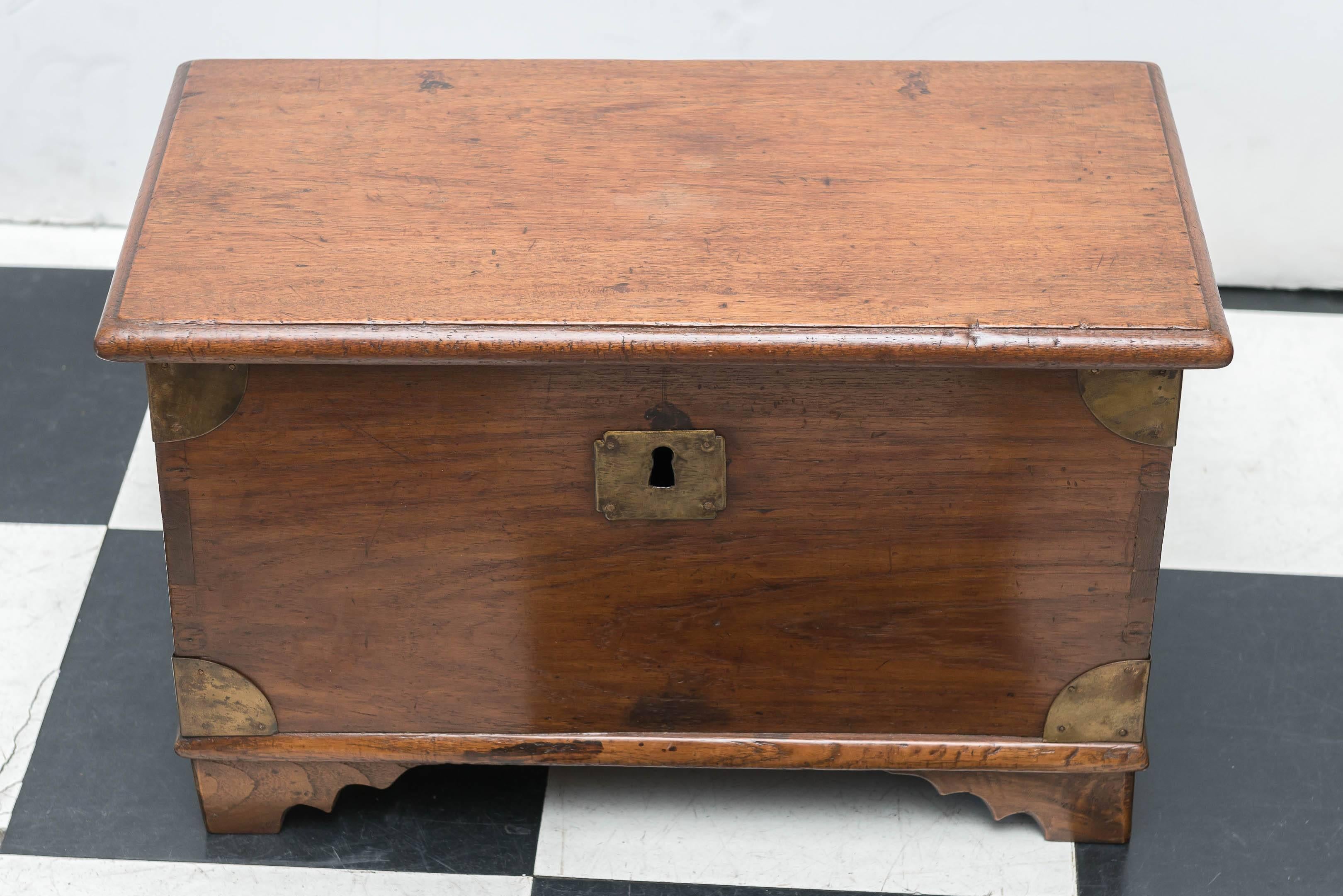 Anglo-Indian Diminutive Late 19th Century Anglo Indian Trunk Raised on Small Bracket Feet